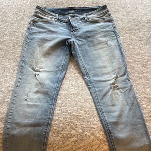 White House Black Market Light Blue Skinny Jeans with Distressed Detail